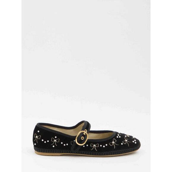 Valentino Garavani Women Endouce Velvet Mary-Jane Ballerina Flats - Picture 1 of 5